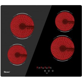GIONIEN Ceramic Hob 60cm Electric Cooktop Burner, Built in Black Glass