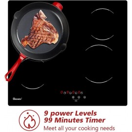 GIONIEN Ceramic Hob 60cm Electric Cooktop Burner, Built in Black Glass