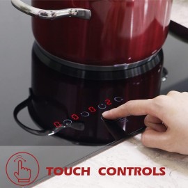 GIONIEN Ceramic Hob 60cm Electric Cooktop Burner, Built in Black Glass