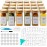 Kiousrm 24 Pcs Glass Spice Jars with Bamboo Airtight Lids and 398 Labe