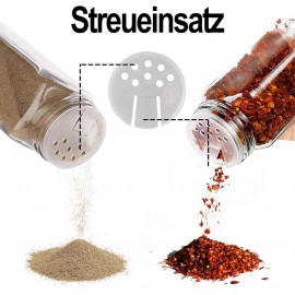 Kiousrm 24 Pcs Glass Spice Jars with Bamboo Airtight Lids and 398 Labe