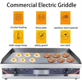 DULNICE Commercial Electric Griddle, 73cm Large Stainless Steel Counte