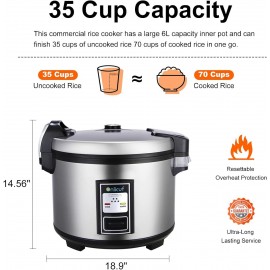 Commercial Rice Cooker 70-Cup Cooked (35-Cup Uncooked) Stainless Steel