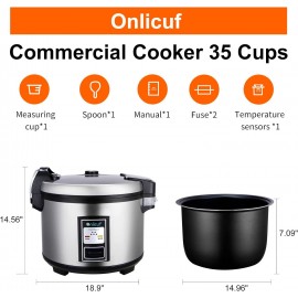 Commercial Rice Cooker 70-Cup Cooked (35-Cup Uncooked) Stainless Steel