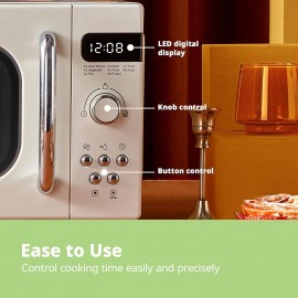 COMFEE' Retro Style 800w 20L Microwave Oven with 8 Auto Menus, 5 Cooki