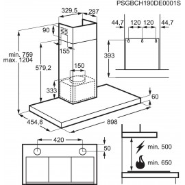 AEG 90cm Slimline Chimney Cooker Hood with Hob2Hood - Stainless Steel
