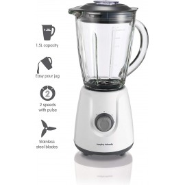 Morphy Richards 403053 Glass Jug Blender 1.5L Delicious Smoothies, Whi