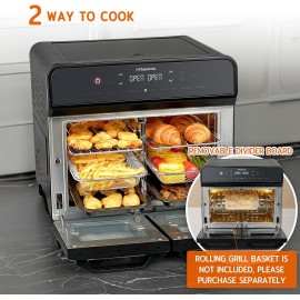 HYSapientia 22L Dual Zone Air Fryer Oven With Rotisserie,Large Double
