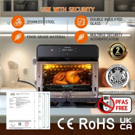 HYSapientia 22L Dual Zone Air Fryer Oven With Rotisserie,Large Double