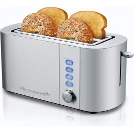 Elite Gourmet ECT4123 Long Slot 4 Slice Toaster, Extra Wide 1.5 and 5.
