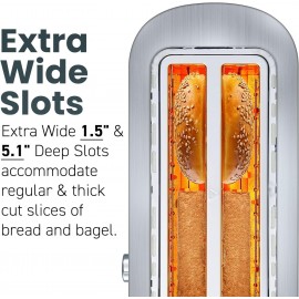 Elite Gourmet ECT4123 Long Slot 4 Slice Toaster, Extra Wide 1.5 and 5.
