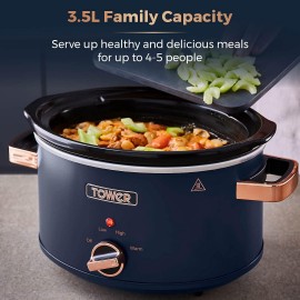 Tower T16042MNB Cavaletto 3.5 Litre Slow Cooker with 3 Heat Settings,