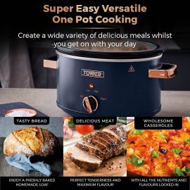 Tower T16042MNB Cavaletto 3.5 Litre Slow Cooker with 3 Heat Settings,