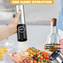 Electric Salt and Pepper Grinder Set, RIGHTWELL 2 PCS Adjustable Coars