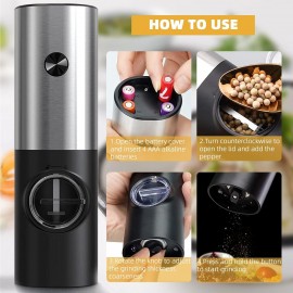 Electric Salt and Pepper Grinder Set, RIGHTWELL 2 PCS Adjustable Coars