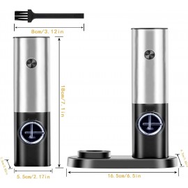 Electric Salt and Pepper Grinder Set, RIGHTWELL 2 PCS Adjustable Coars