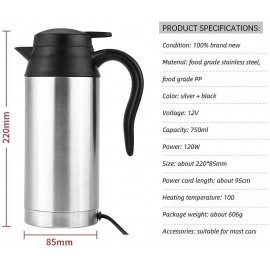 Travel Kettle, 750ml 12V Portable Stainless Steel Electric Car Kettle,