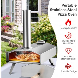 COSTWAY Outdoor Pizza Oven, Multi-Fuel Portable Pizza Maker with Pizza