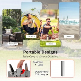 COSTWAY Outdoor Pizza Oven, Multi-Fuel Portable Pizza Maker with Pizza