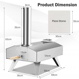 COSTWAY Outdoor Pizza Oven, Multi-Fuel Portable Pizza Maker with Pizza