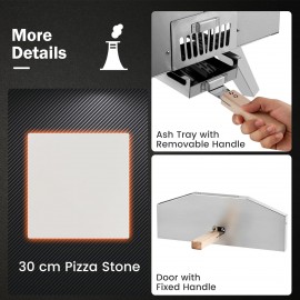 COSTWAY Outdoor Pizza Oven, Multi-Fuel Portable Pizza Maker with Pizza