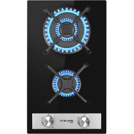 Gasland Chef GH30BF 30cm Built-in 2 Burners Gas Hob, Black Tempered Gl