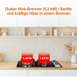 Gasland Chef GH30BF 30cm Built-in 2 Burners Gas Hob, Black Tempered Gl