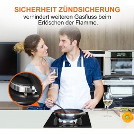 Gasland Chef GH30BF 30cm Built-in 2 Burners Gas Hob, Black Tempered Gl