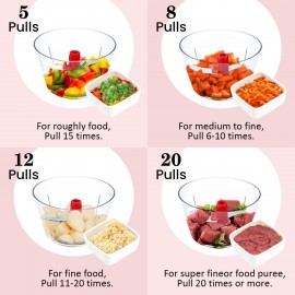 AEX Manual Food Processors Multi-Function Chopper Garlic Press Pull Ve