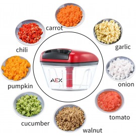 AEX Manual Food Processors Multi-Function Chopper Garlic Press Pull Ve