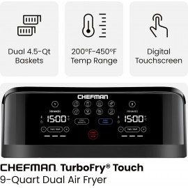 Chefman TurboFry Touch Dual Air Fryer, Maximize The Healthiest Meals W