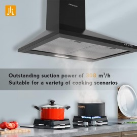 FIREGAS Black Chimney Cooker Hood 60cm with Carbon Filters Stainless S