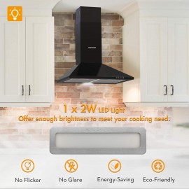 FIREGAS Black Chimney Cooker Hood 60cm with Carbon Filters Stainless S