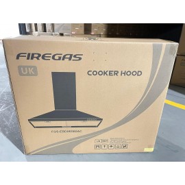 FIREGAS Black Chimney Cooker Hood 60cm with Carbon Filters Stainless S