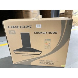 FIREGAS Black Chimney Cooker Hood 60cm with Carbon Filters Stainless S