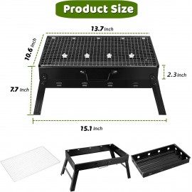 BBQ Barbecue Grill, Portable BBQ Folding Charcoal Barbecue Grill Dispo