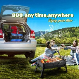 BBQ Barbecue Grill, Portable BBQ Folding Charcoal Barbecue Grill Dispo
