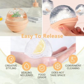 4 Colors Ice Ball Maker, Large Silicone Round Ice Cube Moulds, Easy Re