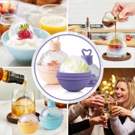 4 Colors Ice Ball Maker, Large Silicone Round Ice Cube Moulds, Easy Re