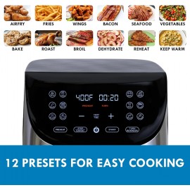 Kenmore 8 Qt Air Fryer, Family Size, 1700W, 12 Preset Cooking Function