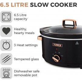 Tower T16019RG Infinity Slow Cooker with 3 Heat Settings & Keep Warm F