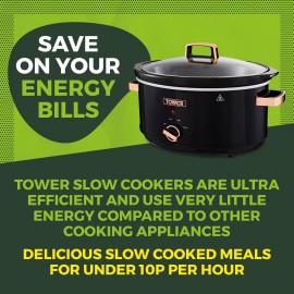 Tower T16019RG Infinity Slow Cooker with 3 Heat Settings & Keep Warm F
