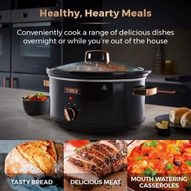Tower T16019RG Infinity Slow Cooker with 3 Heat Settings & Keep Warm F