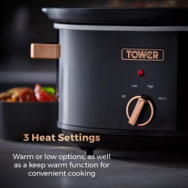 Tower T16019RG Infinity Slow Cooker with 3 Heat Settings & Keep Warm F