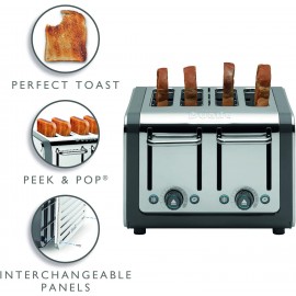 Dualit Architect 4 Slice Toaster | Stainless Steel with Grey Trim|Extr
