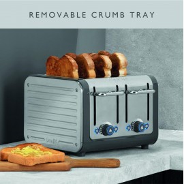 Dualit Architect 4 Slice Toaster | Stainless Steel with Grey Trim|Extr