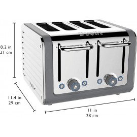 Dualit Architect 4 Slice Toaster | Stainless Steel with Grey Trim|Extr