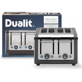 Dualit Architect 4 Slice Toaster | Stainless Steel with Grey Trim|Extr