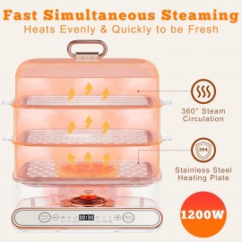 Electric Food Steamer for Cooking, 15QT Vegetable Steamer with 3-Tier