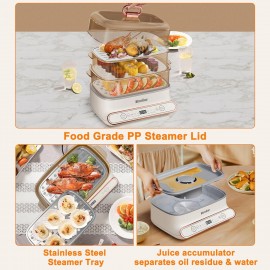 Electric Food Steamer for Cooking, 15QT Vegetable Steamer with 3-Tier